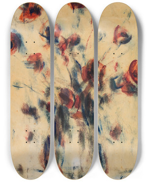 Triptych art skateboard deck of Christian Rohlfs Feldmohn In Blauer Vase by Christian Rohlfs (1849-1938)