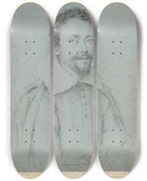 Triptych art skateboard deck of Ottavio Leoni Tomasso Nerimedico by Ottavio Leoni (1578-1630)