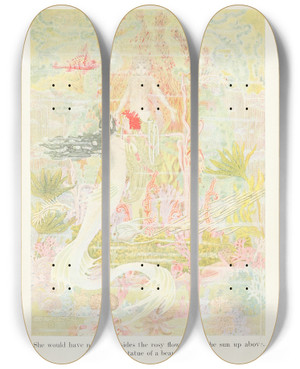 Triptych art skateboard deck of Dugald Stewart Walker Fairy Tales From Hans Christian Andersen Pl01 by Dugald Stewart Walker (1883-1937)