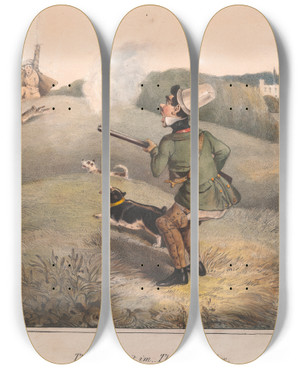 Triptych art skateboard deck of Henry Thomas Alken Sporting Satirist_13 by Henry Thomas Alken (1785-1851)