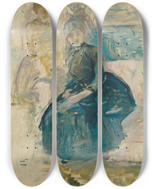 Triptych art skateboard deck of Berthe Morisot Berthe Morisot And Her Daughter In Front Of A Window by Berthe Morisot (1841-1895) Triptych art skateboard deck of Berthe Morisot Berthe Morisot And Her Daughter In Front Of A Window by Berthe Morisot (1841-1895)