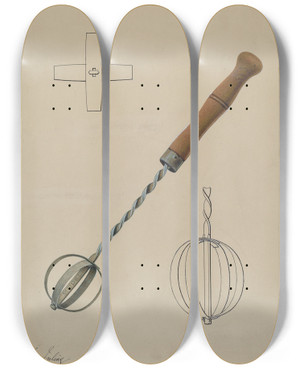 Triptych art skateboard deck of Ivar Julius Egg Beater by Ivar Julius