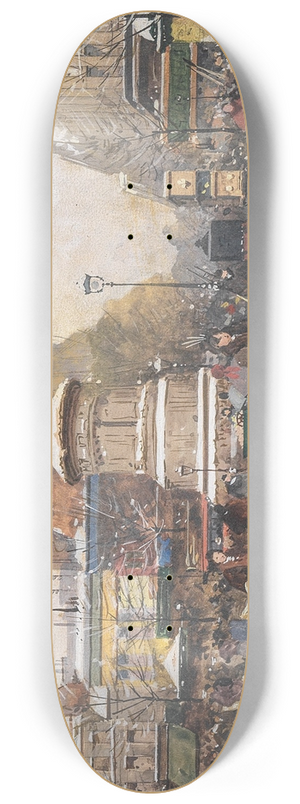 Eugne Galien-Laloue - The Place de Clichy in Snow, Paris 8.25 inch art skate deck