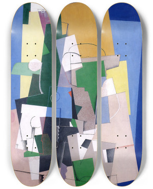 Triptych art skateboard deck of Georges Valmier Cubist Composition by Georges Valmier (1885-1937)