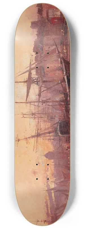 Eugne Galien-Laloue - Voiliers  quai en Normandie 8.25 inch art skate deck