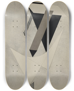 Triptych art skateboard deck of El Lissitzky Kestnermappe Proun Rob Levnis And Chapman Gmbh Hannover 4 by El Lissitzky (1890-1941)