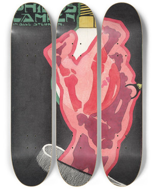 Triptych art skateboard deck of Reijer Stolk Ontwerp Voor Reclame Voor Philips Lampen_2 by Reijer Stolk (1896-1945)