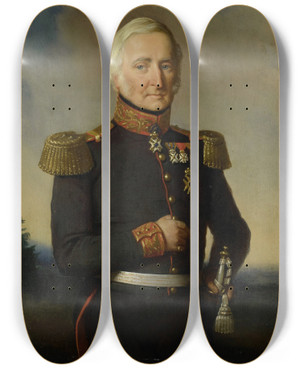 Triptych art skateboard deck of Bastiaan De Poorter Huibert Gerard Baron Nahuys Van Burgst 17821858 Lid Van De Raad Van Nederlands Oost Indi In Het Uniform Van Generaalmajoor Titulair by Bastiaan De Poorter (1813-1880)
