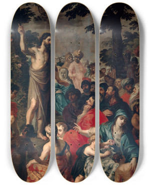 Triptych art skateboard deck of Hendrik Van Balen John The Baptist Preaching by Hendrik Van Balen (1575-1632)