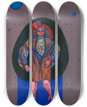 Triptych art skateboard deck of Karl Wiener Ohne Titel Vi_2 by Karl Wiener (1901-1949)