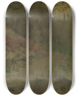 Triptych art skateboard deck of Fernand Khnopff Landscape In Fosset by Fernand Khnopff (1858-1921)