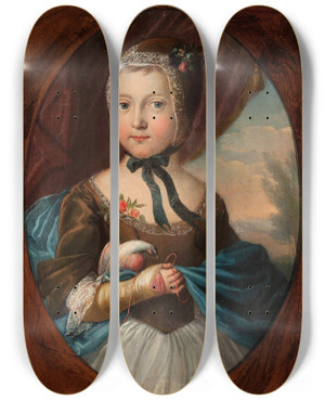 Triptych art skateboard deck of Jzef Wall Portrait Of Anna Bogusawska Ne Linowska 17341762 by Jozef Wall (1754-1798)