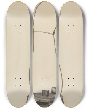 Triptych art skateboard deck of Helen Hobart Lantern by Helen Hobart