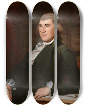 Triptych art skateboard deck of Charles Willson Peale John Nicholson by Charles Willson Peale (1741-1827)