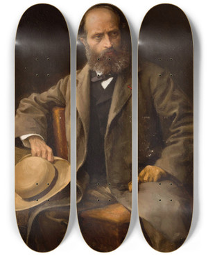 Triptych art skateboard deck of Wadysaw Ciesielski Portrait Of The Artists Father by Wladyslaw Ciesielski (1845-1901)