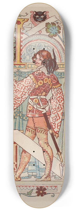 Eugne Grasset - Chevalier inscrit dans une enluminure 8.25 inch art skate deck