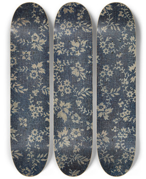Triptych art skateboard deck of Milton Bevier Resist Fabric by Milton Bevier
