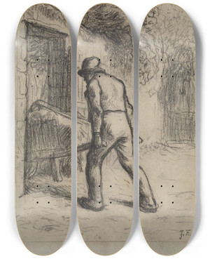 Triptych art skateboard deck of Jeanfranois Millet Study For Man With A Wheelbarrow by Jean-Franois Millet (1814-1875) Triptych art skateboard deck of Jeanfranois Millet Study For Man With A Wheelbarrow by Jean-Franois Millet (1814-1875)
