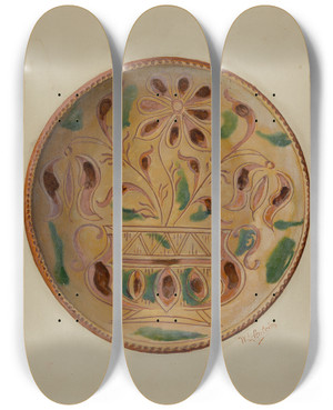 Triptych art skateboard deck of William L Antrim Pa German Pie Dish_2 by William L Antrim