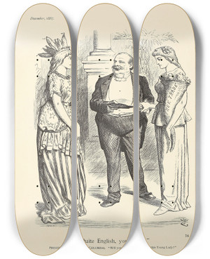 Triptych art skateboard deck of Sir John Tenniel Quite English You Know by Sir John Tenniel (1820-1914)