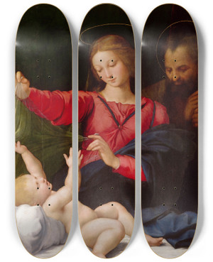 Triptych art skateboard deck of Raphael La Madone De Lorette by Raphael (1483-1520)