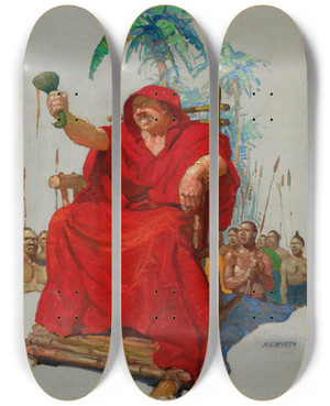 Triptych art skateboard deck of N C Wyeth The Red Robe by N C Wyeth (1882-1945)