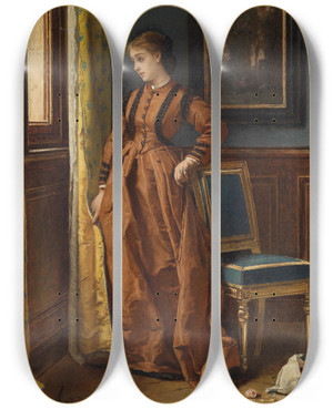 Triptych art skateboard deck of Alfred Stevens Dj by Alfred Stevens (1817-1875)