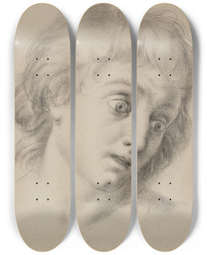 Triptych art skateboard deck of Antonio Cavallucci Hovedet Af En Dreng by Antonio Cavallucci (1752-1795)