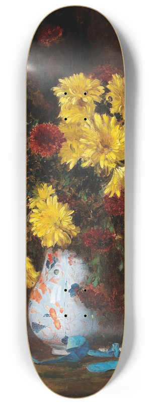 Eugne Henri Cauchois - Bouquet of Asters in a Vase 8.25 inch art skate deck