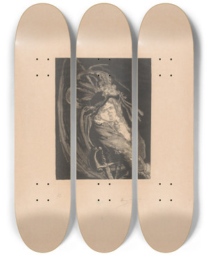 Triptych art skateboard deck of Henri De Groux Vaandeldrager Met Hoed En Zwaard by Henri de Groux (1867-1930)