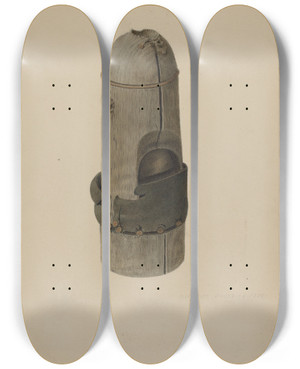 Triptych art skateboard deck of Alexander Anderson Pump Valve And Sucker by Alexander Anderson