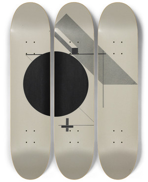Triptych art skateboard deck of El Lissitzky Kestnermappe Proun Rob Levnis And Chapman Gmbh Hannover 5 by El Lissitzky (1890-1941)
