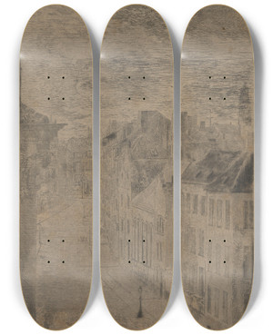 Triptych art skateboard deck of James Ensor Van Iseghemlaan Oostende by James Ensor (1860-1949)