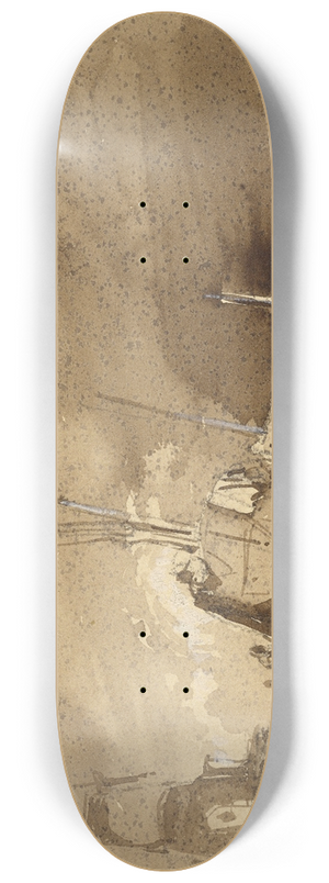 Eugne Isabey - Bord de Plage (Fishing-boats on a beach, storm clouds in the distance) 8.25 inch art skate deck Eugne Isabey - Bord de Plage (Fishing-boats on a beach, storm clouds in the distance) 8.25 inch art skate deck