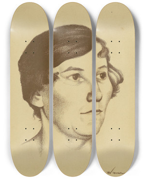 Triptych art skateboard deck of Karl Wiener Weibliches Portrt I by Karl Wiener (1901-1949) Triptych art skateboard deck of Karl Wiener Weibliches Portrt I by Karl Wiener (1901-1949)
