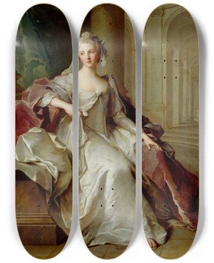 Triptych art skateboard deck of Jeanmarc Nattier Madame Henriette De France As A Vestal Virgin by Jean Marc Nattier (1685-1766)