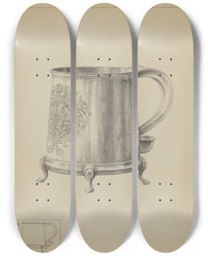 Triptych art skateboard deck of Simon Weiss Silver Mug_2 by Simon Weiss