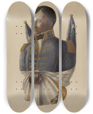 Triptych art skateboard deck of Louis Plogsted Ships Figurehead by Louis Plogsted