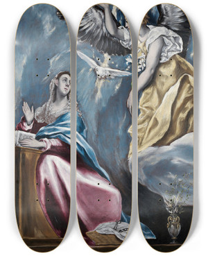 Triptych art skateboard deck of El Greco Domenikos Theotokopoulos The Annunciation_1 by El Greco Domenikos Theotokopoulos (1540-1614) Triptych art skateboard deck of El Greco Domenikos Theotokopoulos The Annunciation_1 by El Greco Domenikos Theotokopoulos (1540-1614)