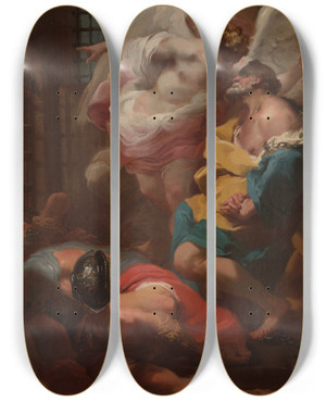 Triptych art skateboard deck of Gaetano Gandolfi The Liberation Of Saintpeter by Gaetano Gandolfi (1734-1802)