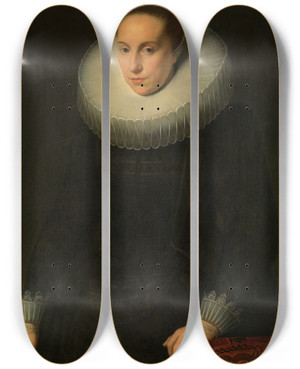 Triptych art skateboard deck of Cornelis De Vos Portrait Of A Woman_2 by Cornelis de Vos (1584-1651)