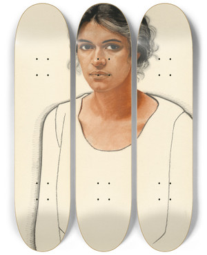 Triptych art skateboard deck of Winold Reiss Elise J Mcdougald by Winold Reiss (1886-1953)
