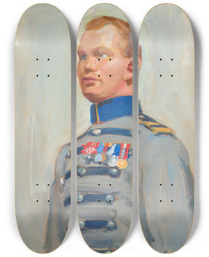 Triptych art skateboard deck of Akseli Gallenkallela Regent Mannerheims Batman Gustaf Hagenau by Akseli Gallen Kallela (1865-1931)