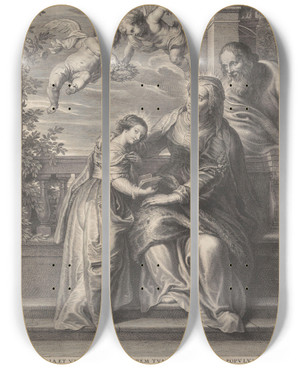 Triptych art skateboard deck of Peter Paul Rubens The Education Of Mary_2 by Peter Paul Rubens (1577-1640)