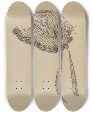 Triptych art skateboard deck of Rosalia Lane Bonnet_1 by Rosalia Lane