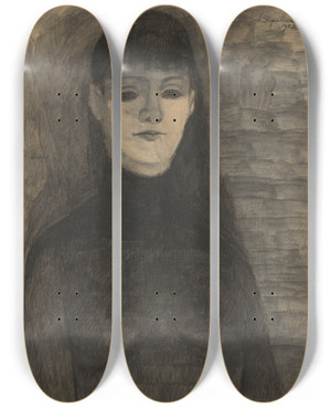 Triptych art skateboard deck of Lon Spilliaert Melancholie by Leon Spilliaert (1881-1946)