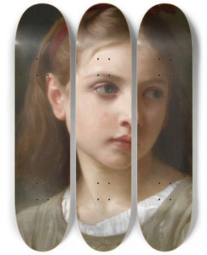Triptych art skateboard deck of William Bouguereau Une Petite Fille by William Bouguereau (1825-1905)