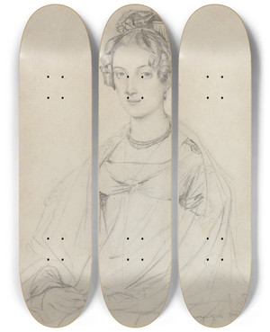 Triptych art skateboard deck of Jean Auguste Dominique Ingres Mrs Edward Dodwell by Jean Auguste Dominique Ingres (1780-1867)