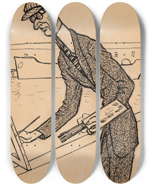 Triptych art skateboard deck of Ilmari Aalto Ali Munsterhjelm by Ilmari Aalto (1891-1934)