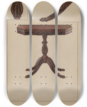Triptych art skateboard deck of Bessie Forman Card Table_1 by Bessie Forman